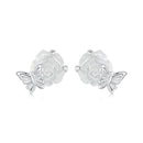 925 Sterling Silver White Gold Plated Resin Earrings 8x10mm for Women