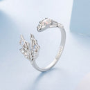 925 Sterling Silver White Gold Plated Nano Opal Ring with CZ for Women