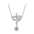 925 Sterling Silver Moissanite 0.50 Carat Necklace with CZ Pavé Setting in White Gold, 40+5cm for Women