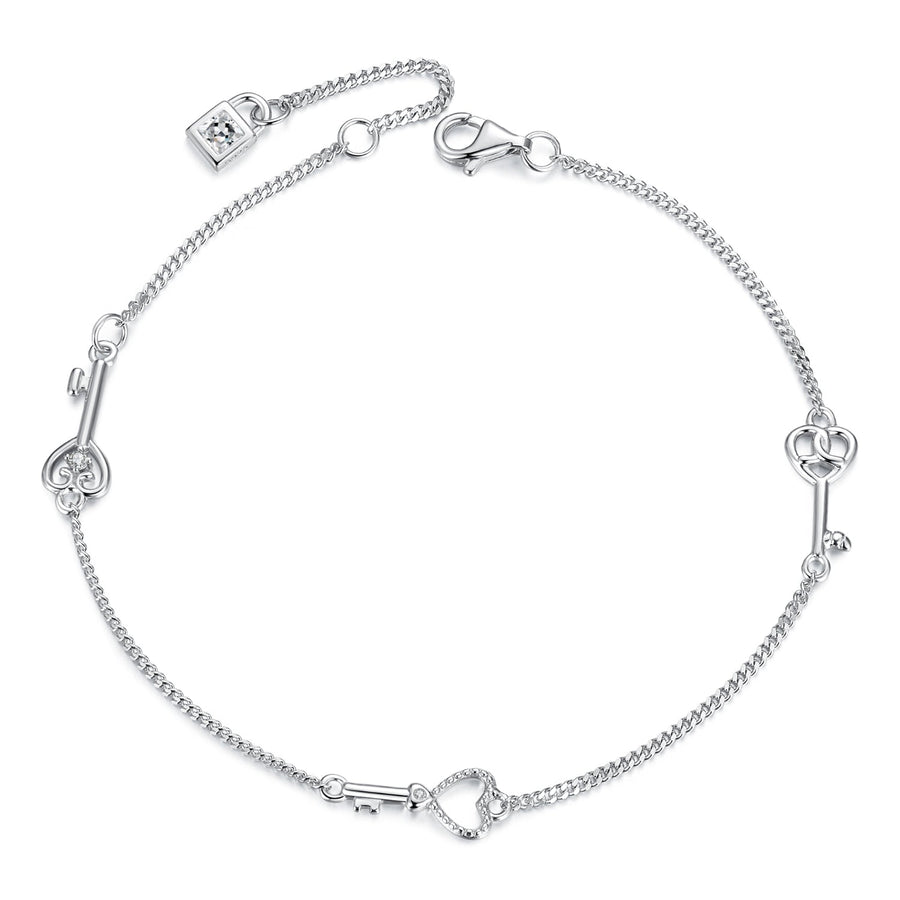 925 Sterling Silver White Gold Plated 21cm Pavé CZ Bracelet for Women