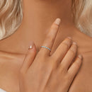 925 Sterling Silver White Gold Plated Turquoise Ring Size 6.0 for Women