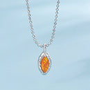 925 Sterling Silver Necklace with Synthetic Opal Pendant, 45cm, Plated White Gold for Women