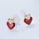 925 Sterling Silver Earrings with Enamel Finish and Pavé Setting in Rose Gold