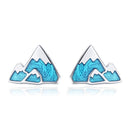 S925 Sterling Silver Earrings 0.7*0.9cm with Plated Platinum and Enamel