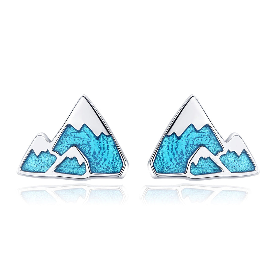 S925 Sterling Silver Earrings 0.7*0.9cm with Plated Platinum and Enamel