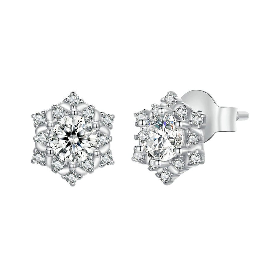925 Sterling Silver Pavé Setting CZ Platinum Plated Earrings
