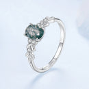925 Sterling Silver Agate and CZ Pendant Ring Size 6 for Women