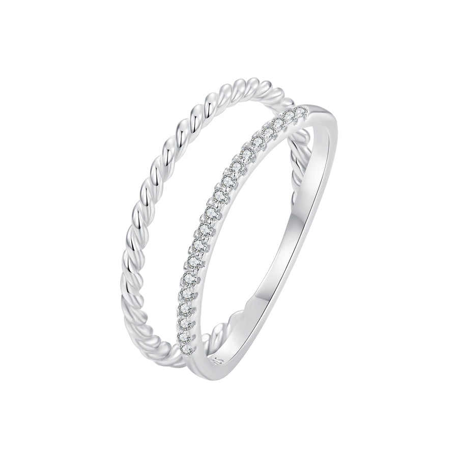925 Sterling Silver Ring 6.0 Size with Pavé Setting CZ