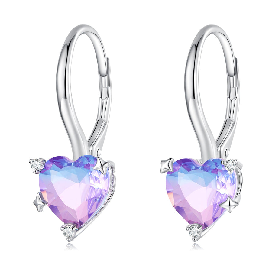 925 Sterling Silver Earrings with Pavé CZ and Plated Platinum Finish