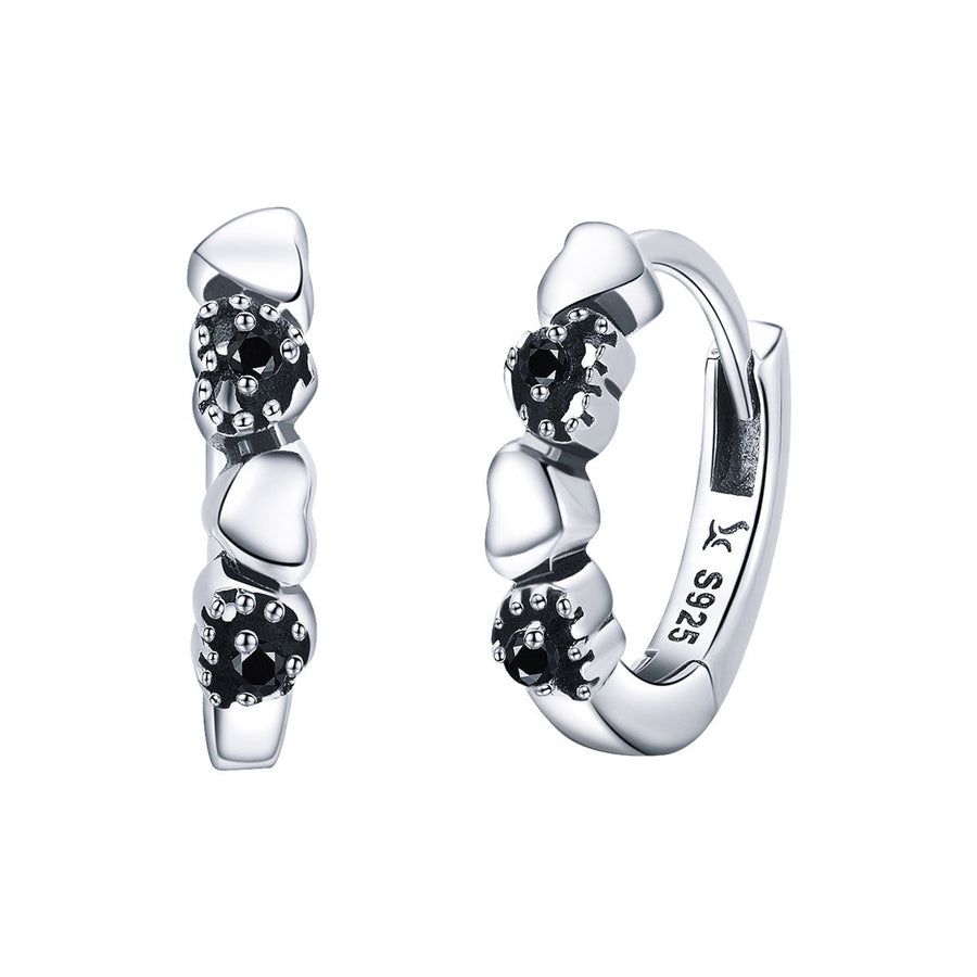 925 Sterling Silver Earrings with Pavé Setting CZ, 1.1*0.3cm