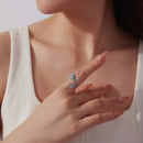 925 Sterling Silver White Enamel Pavé Set CZ Ring for Women