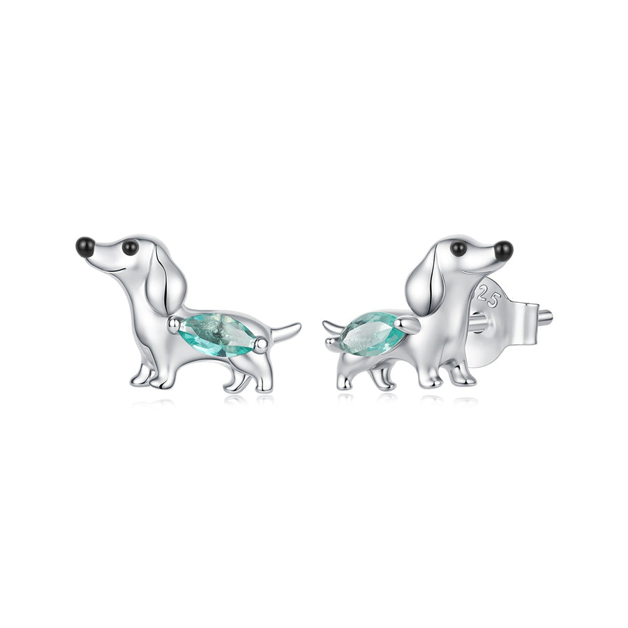 925 Sterling Silver White Gold Plated Transparent Glass Enamel 0.7 x 1.0 cm Earrings for Women