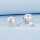 925 Sterling Silver Earrings with CZ and Synthetic Pearl for Women