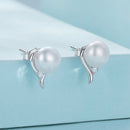 925 Sterling Silver Pavé Setting CZ & Natural Fresh Water Earrings for Women - 10*7mm