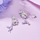 925 Sterling Silver Earrings with Nano Opal Stone and White Gold Plating
