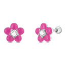 S925 Sterling Silver CZ Pavé Enamel Oxidized Earrings