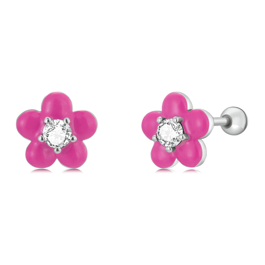 S925 Sterling Silver CZ Pavé Enamel Oxidized Earrings