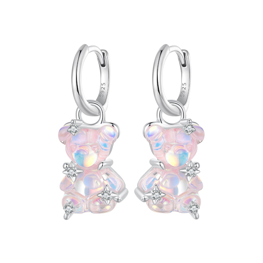 925 Sterling Silver Earrings with Pavé Setting CZ and Resin - 2.8 x 1.1 cm - Women's Fashion