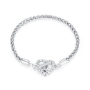 925 Sterling Silver 3.0mm Plated Platinum Bracelet Size 17.0 for Women
