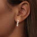 925 Sterling Silver White Gold Plated Earrings with Quality Shell Pearl, 2.1*0.5cm for Women
