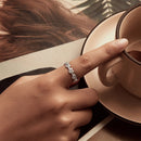925 Sterling Silver Pave Setting CZ White Gold Plated Ring Size 6 for Women