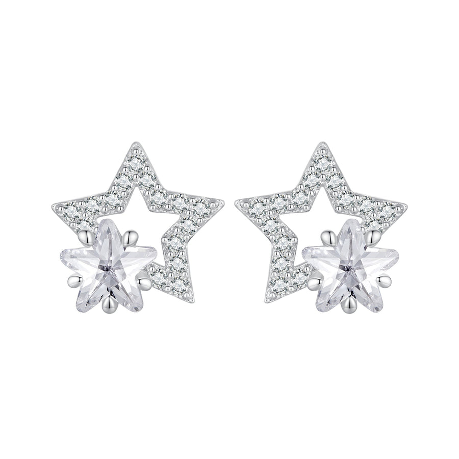 925 Sterling Silver Earrings 9x9mm with Pavé Setting CZ for Women