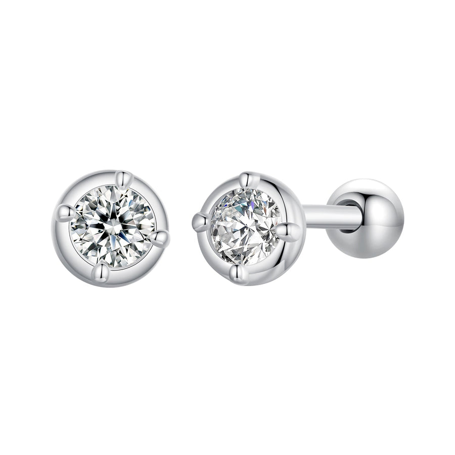 925 Sterling Silver 4mm Moissanite Earrings with Platinum Plating for Women