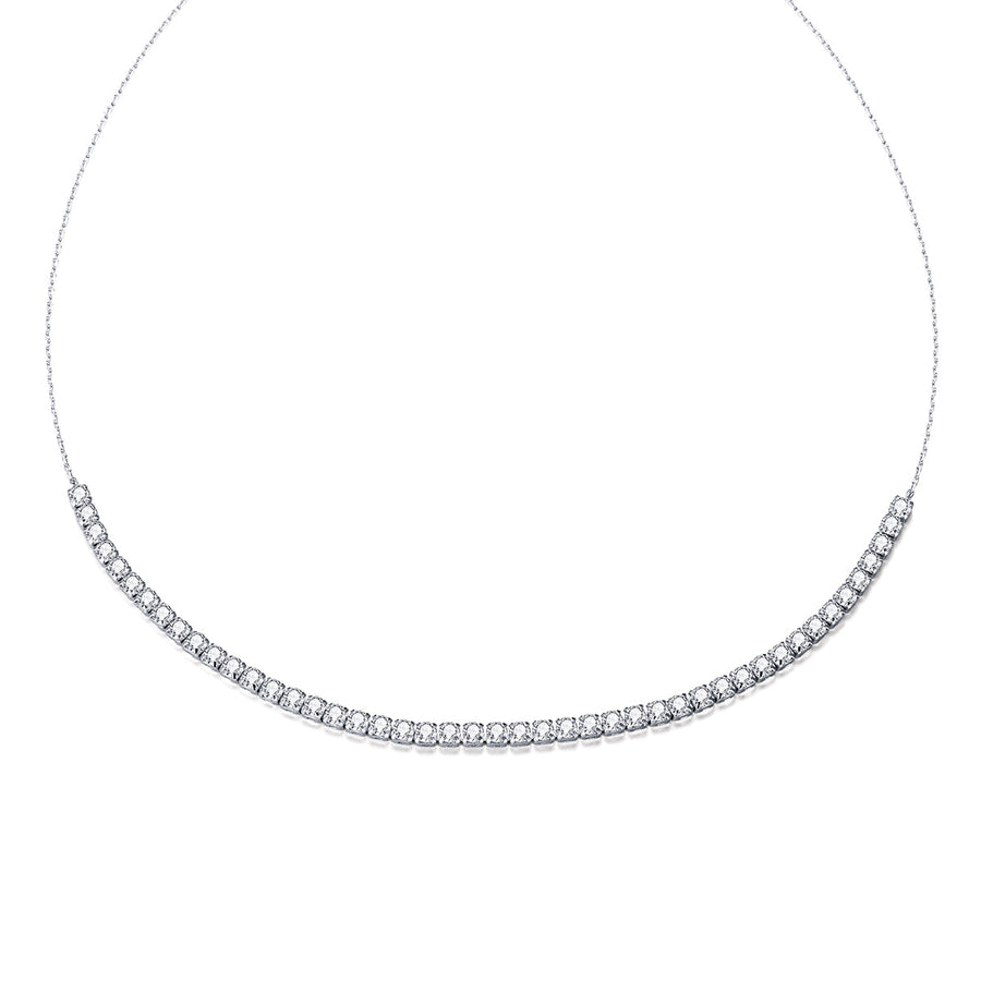 925 Sterling Silver Adjustable Pavé Setting CZ Necklace