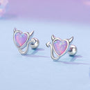 925 Sterling Silver White Gold Plated Opal Earrings 0.7x0.8cm for Women