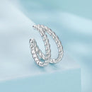 925 Sterling Silver White Gold Plated Hoop Earrings 0.7x1.3cm for Women