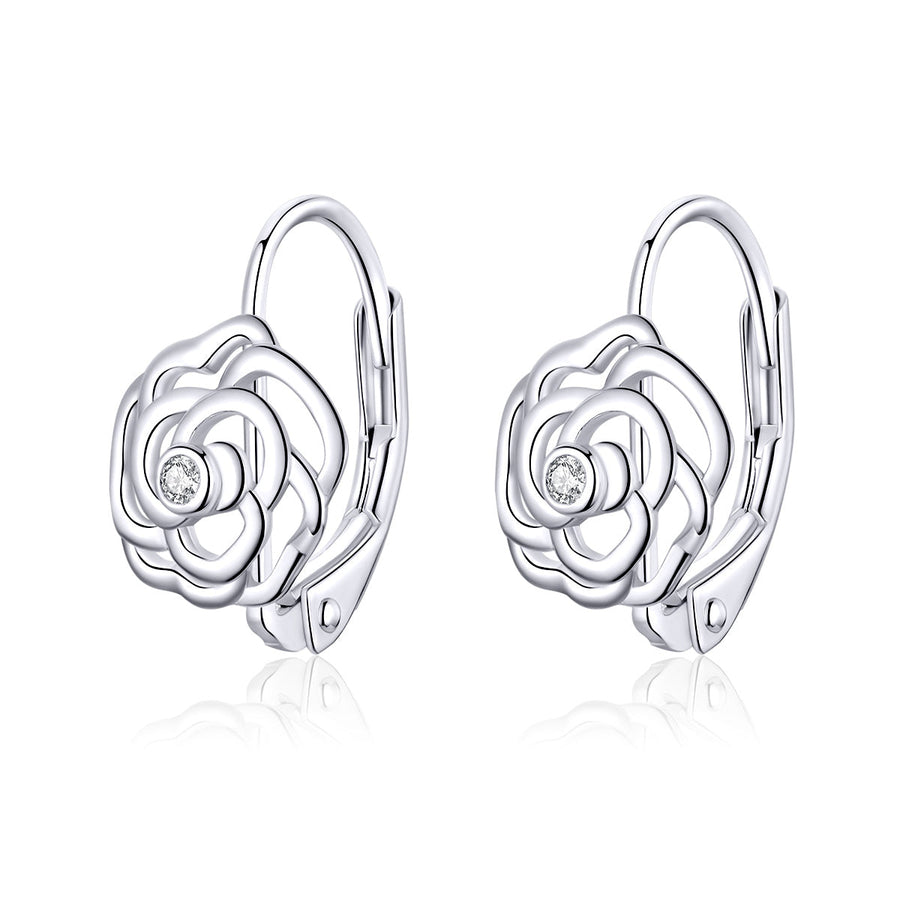 925 Sterling Silver Earrings with Pavé Setting CZ - 1.4x0.9 cm for Women