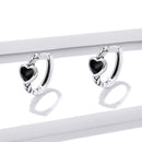 925 Sterling Silver Oxidized Enamel Earrings for Women - 1.2*0.5 cm