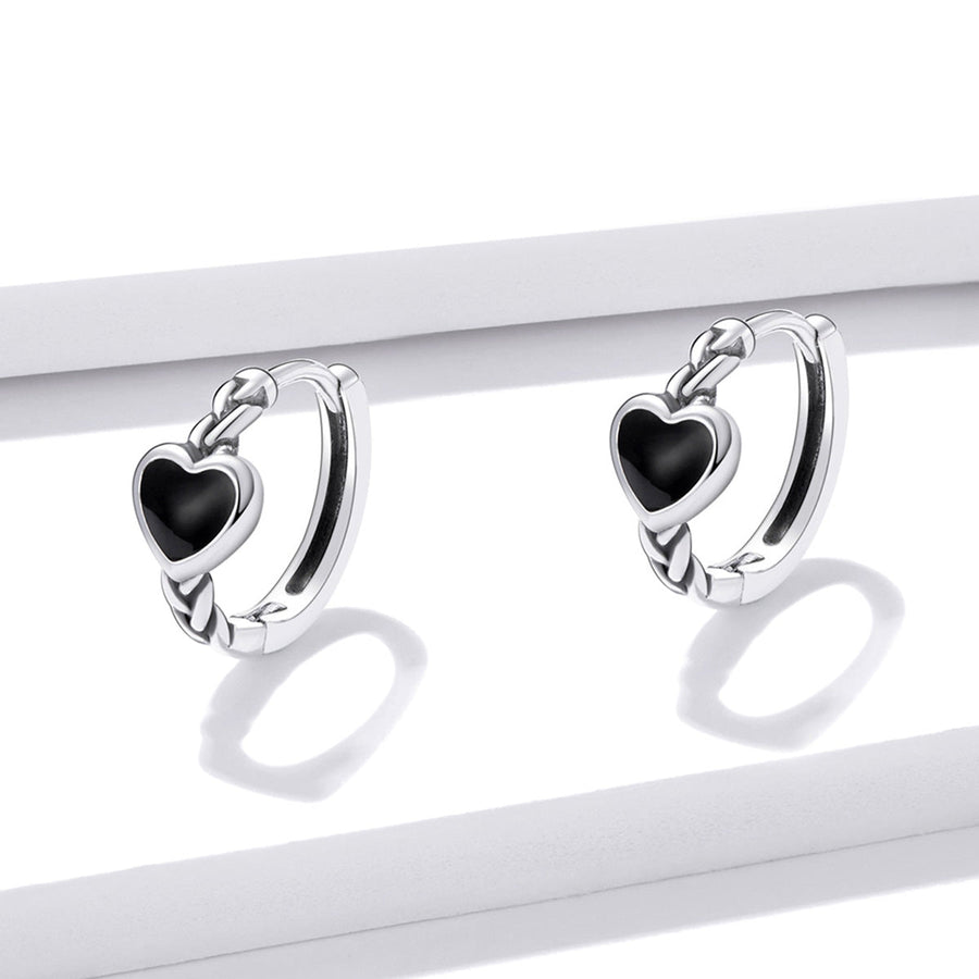 925 Sterling Silver Oxidized Enamel Earrings for Women - 1.2*0.5 cm