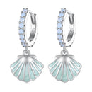 925 Sterling Silver Opal Enamel Earrings - 21x10mm for Women