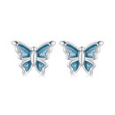 S925 Sterling Silver Earrings with Enamel Process, 6*8mm, Plated Platinum for Women