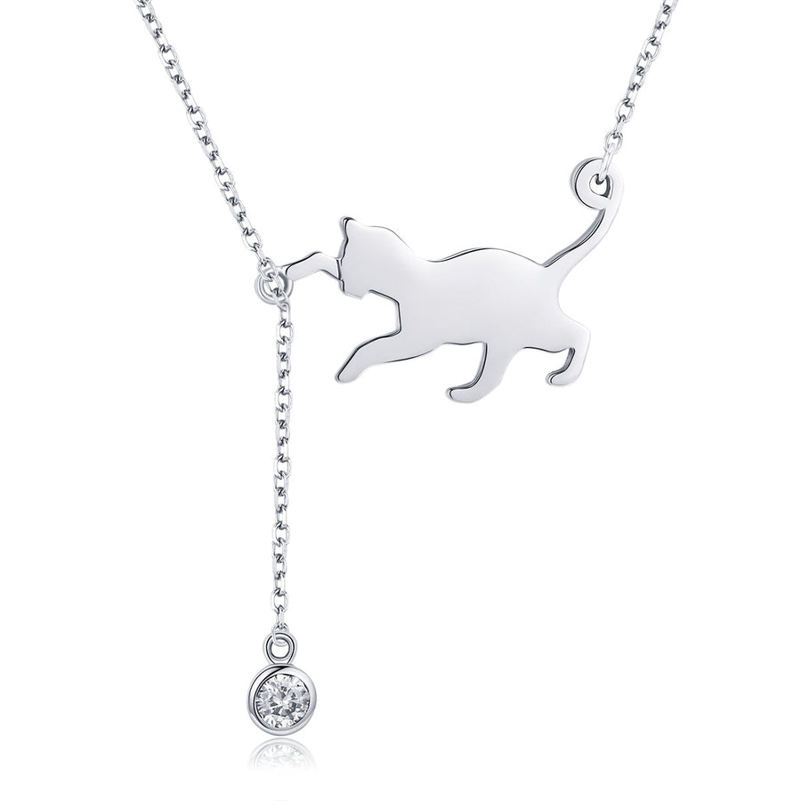 925 Sterling Silver Necklace 38-45cm with 1.4*2.5cm Pendant for Women
