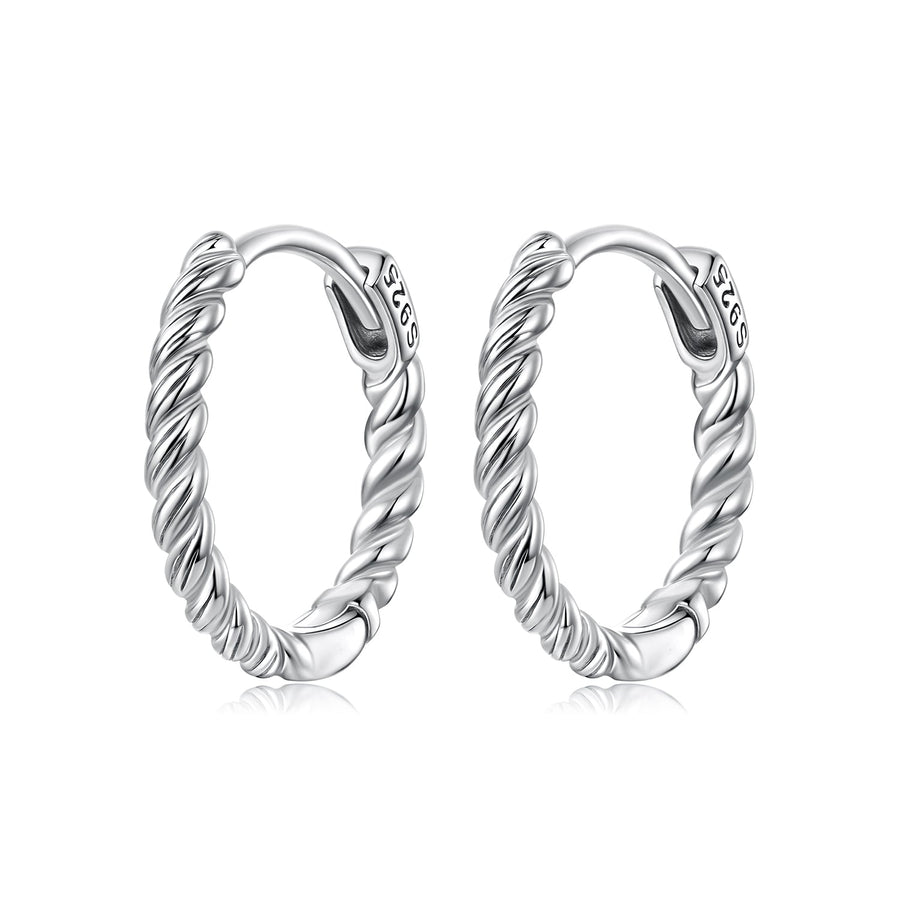 925 Sterling Silver Plated White Gold Earrings Size 1.4x0.2cm for Women
