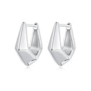 925 Sterling Silver White Gold Plated Earrings 14x6.5mm for Women