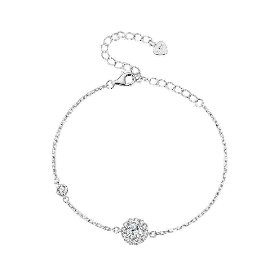 925 Sterling Silver Moissanite 0.5ct Bracelet with Pavé Setting for Women