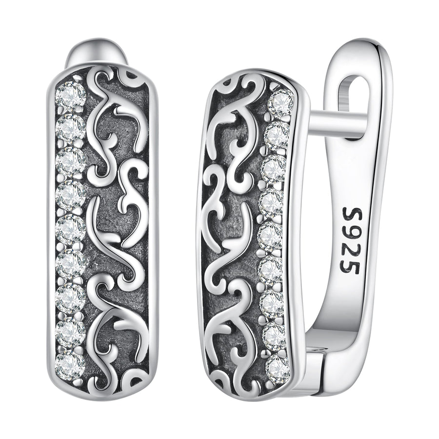 925 Sterling Silver Earrings with Pavé Setting CZ - 1.3m x 0.5m for Women