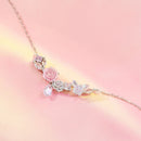 925 Sterling Silver Necklace with CZ & Resin Pendant, 18x39mm, Plated with White Gold
