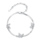 925 Sterling Silver Plated White Gold Adjustable Bracelet for Women