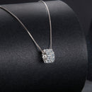 925 Sterling Silver & Moissanite Necklace, 40+5cm Length, White Gold Plated, Women's Jewelry