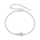 925 Sterling Silver Moissanite Bracelet 15+6cm, Plated White Gold, for Women