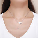925 Sterling Silver Necklace 38-45cm with 1.4*2.5cm Pendant for Women