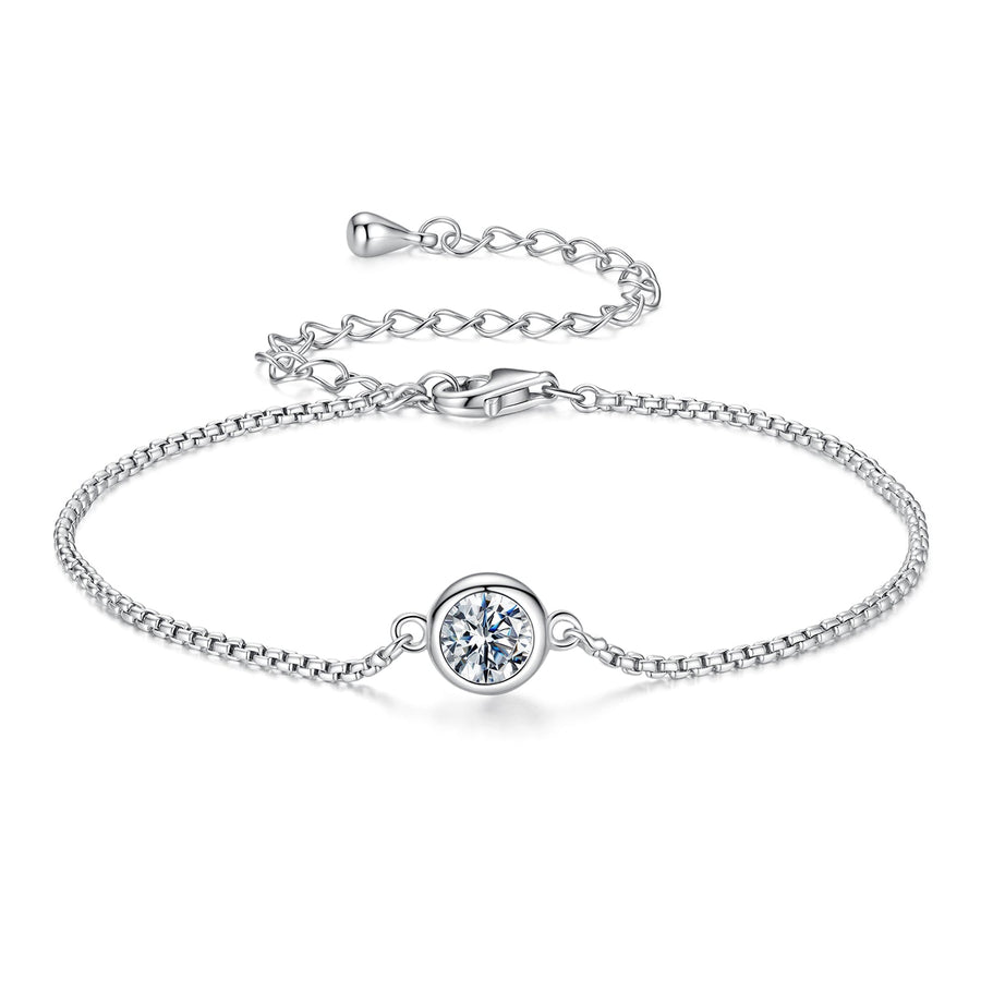 925 Sterling Silver 0.50 Carat Moissanite Bracelet for Women