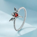 925 Sterling Silver Oxidized CZ Pendant Ring Size 6 for Women