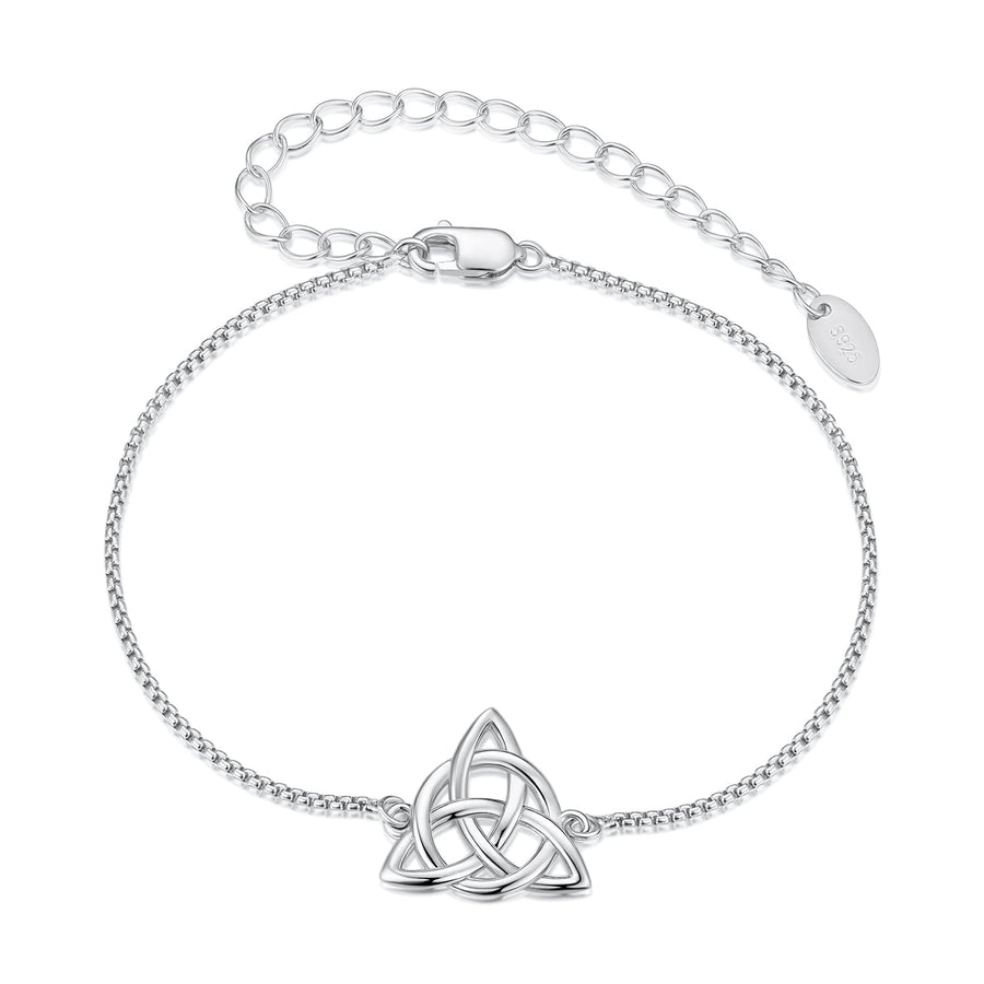 925 Sterling Silver White Gold Plated Bracelet with Length 15+6cm for Women