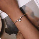 925 Sterling Silver Bracelet with CZ in Pavé Setting, 17.0 Size, Platinum Plated for Women