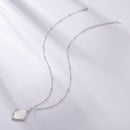 925 Sterling Silver Necklace with White Gold Plating, 40+5cm Length, CZ & Mother of Pearl Pendant for Women